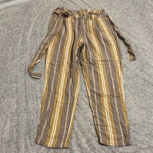 Casual Striped Tan and Yellow Men's Chinos
